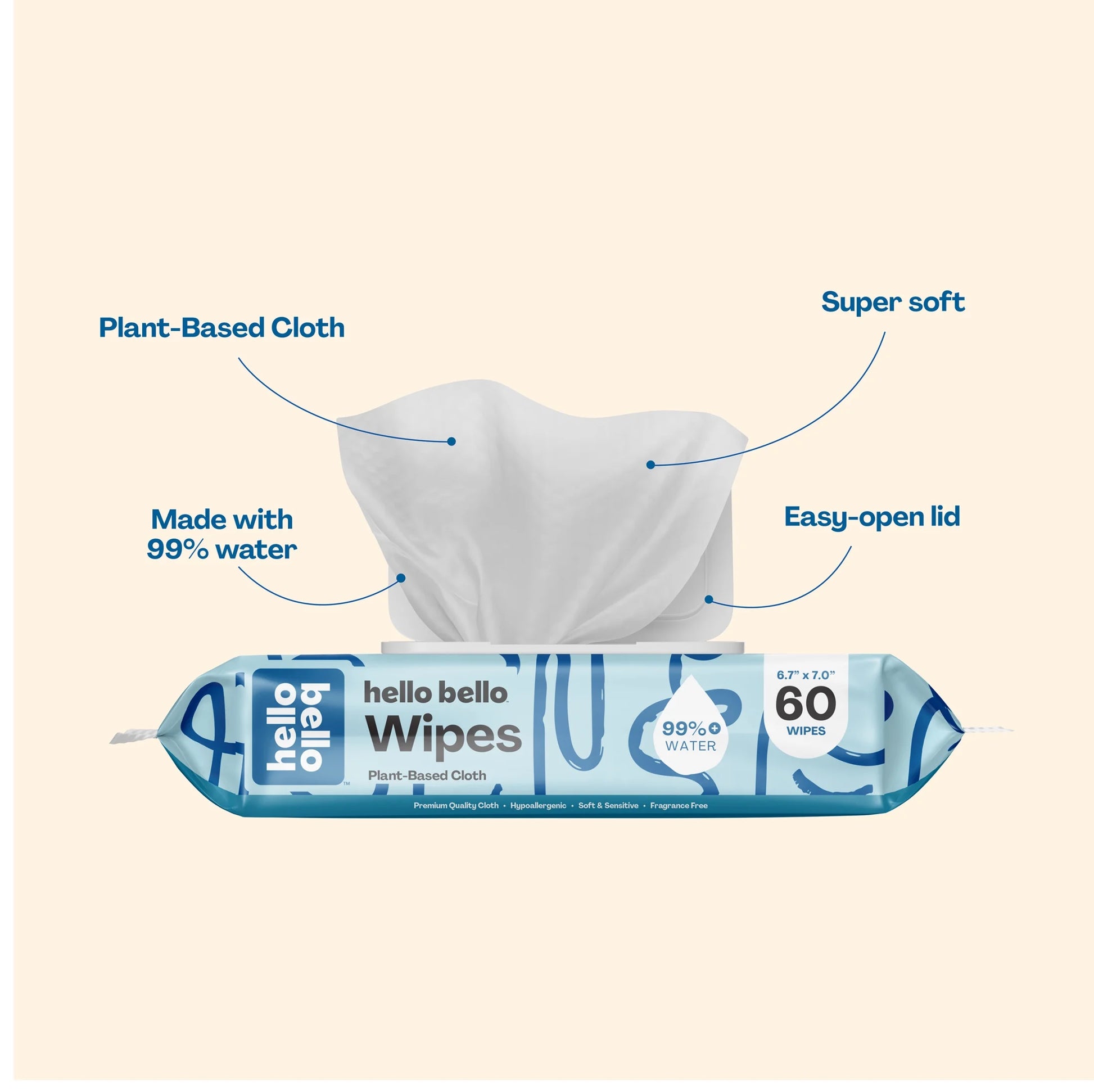 Baby Wipes, 600 Unscented Plant-Based Wipes, 10 Pouch Box (Choose Your Count)
