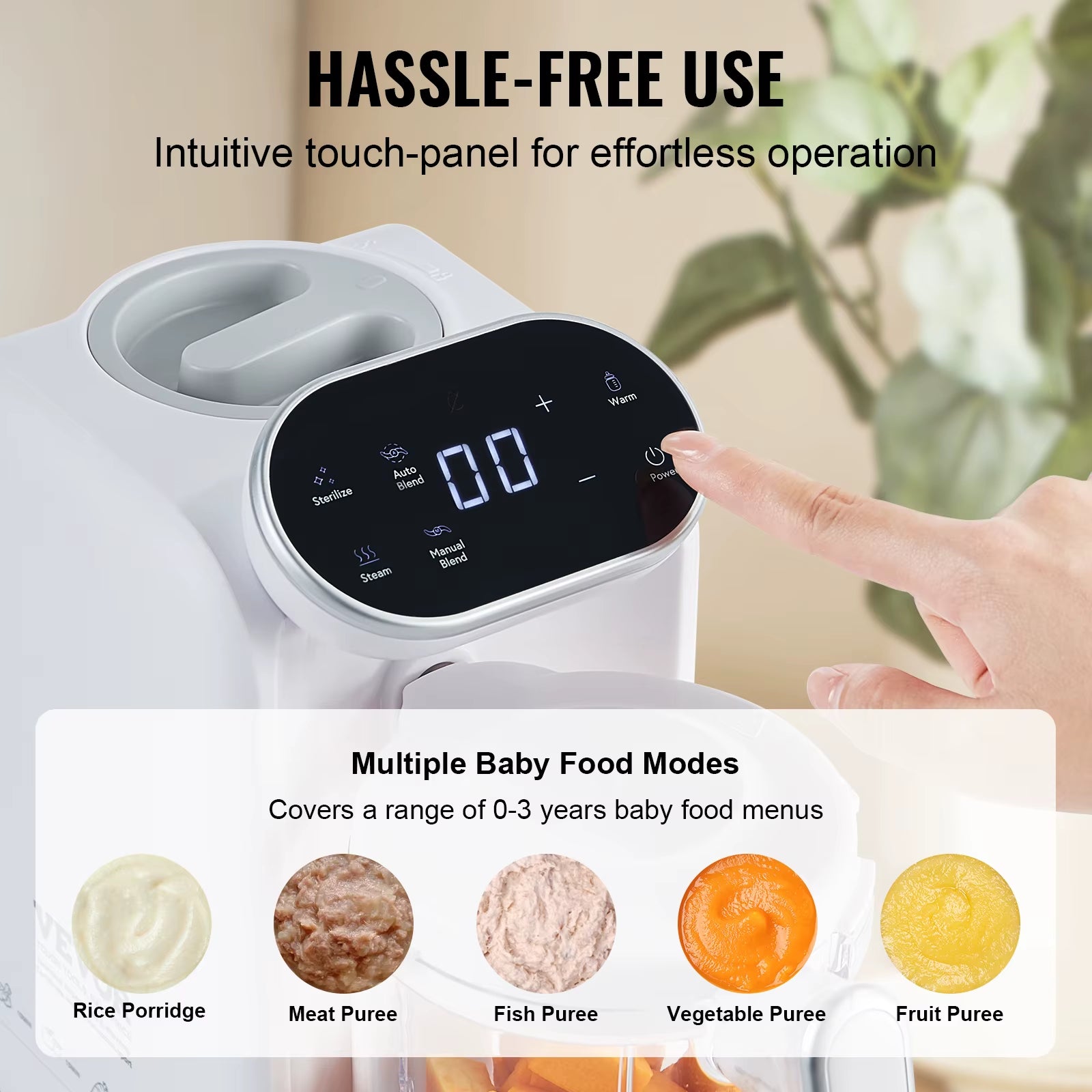 Baby Food Maker 430W with 750 Ml Tritan Bowl SUS304 5 in 1 Blender Steamer Grinder for Food Fruit Vegetable Meat